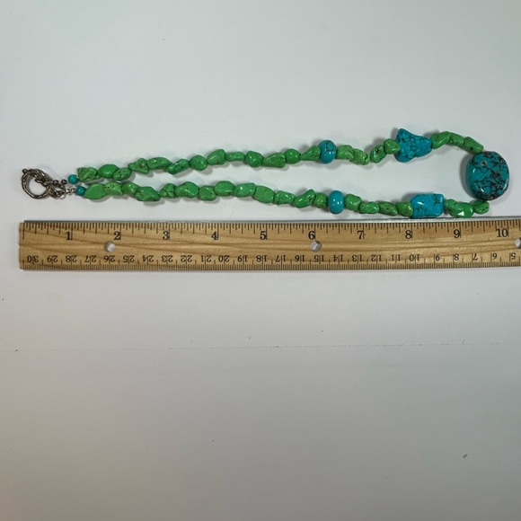 Artisan Necklace Gemstone Turquoise Howlite beads Sterling silver 925 clasp - Picture 8 of 9